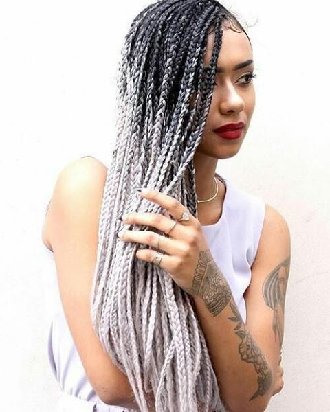 Long grey ombre braids