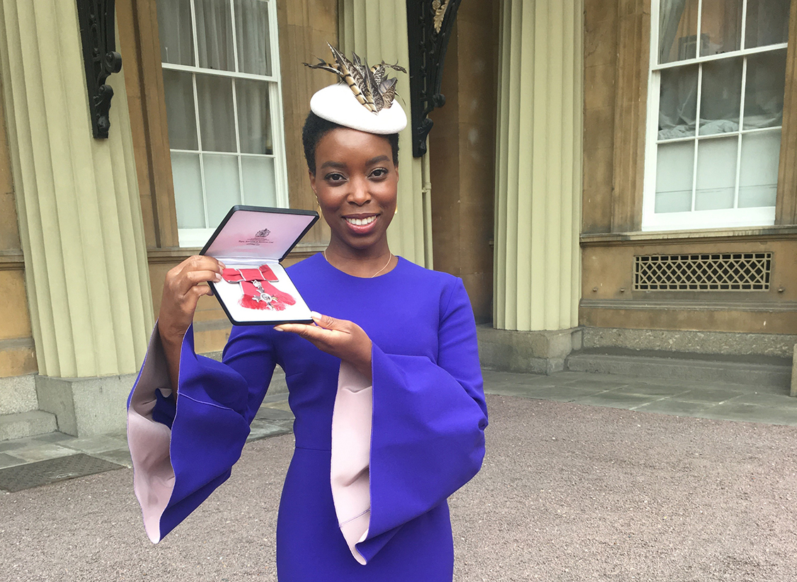 Ade Hassan receives her MBE for her services to fashion