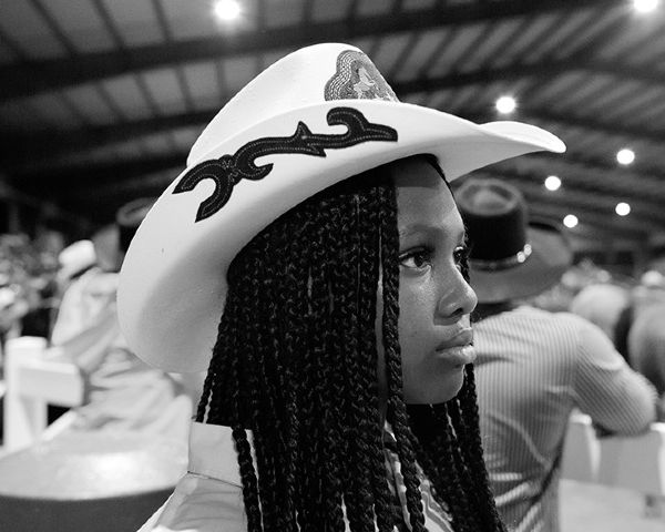 Hair, style of historic Bill Pickett Rodeo in black and white