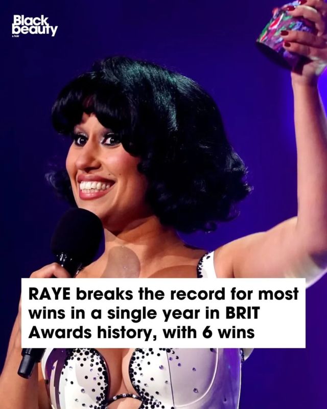 12 years later, she's finally a BRIT Awards winner! Congratulations are in order to singer-songwriter @raye, who scopped 6 awards out of her 7 nominations on Saturday night, breaking a record! #raye #britawards #brits #blackbeautymag